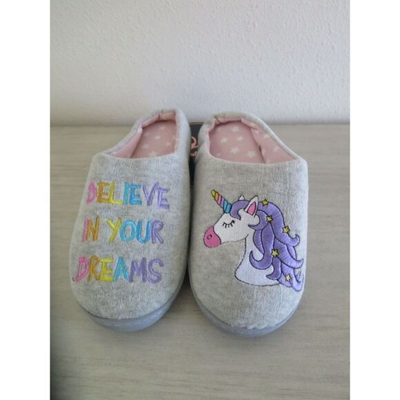 Lola Women's Size Medium (6.5-7.5) Believe In Your Dreams Unicorn Slippers - Picture 3 of 7